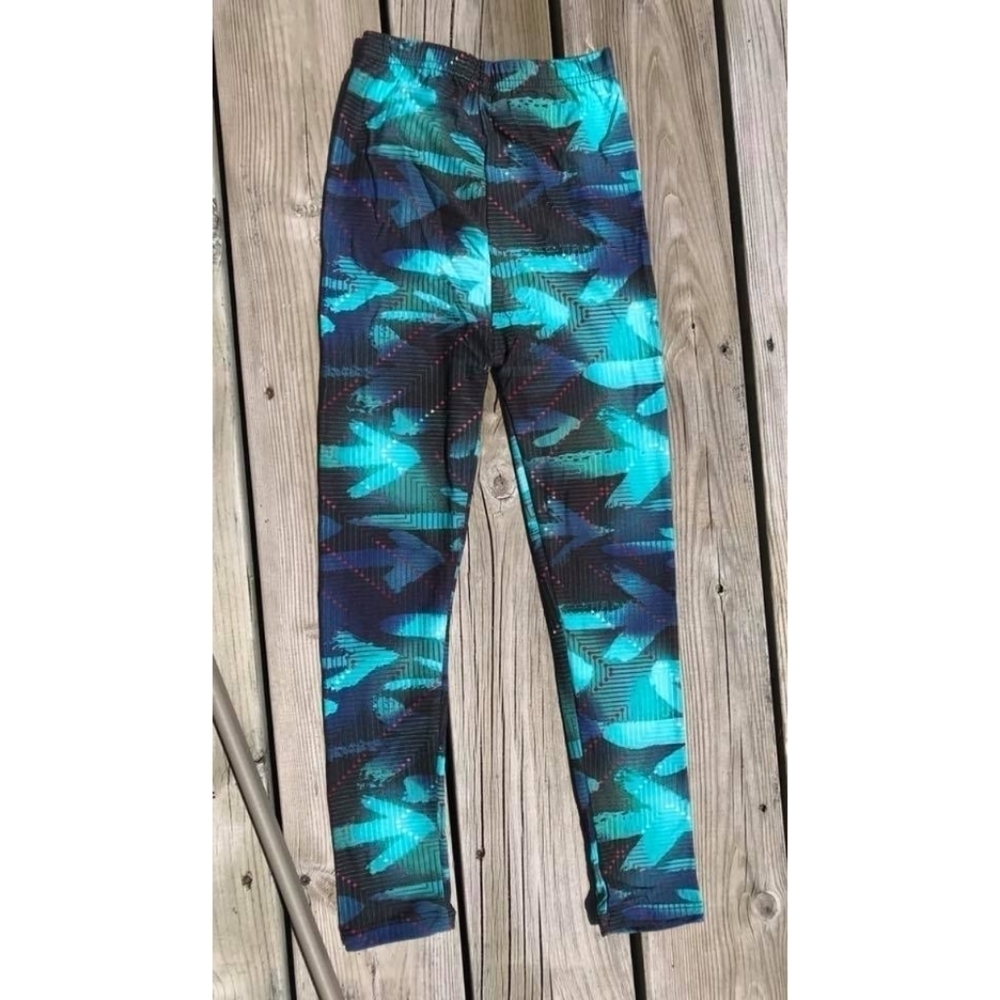 LEGGINGS DEPOT KIDS Multi Print Teal Full Length Leggings Size Small NWT